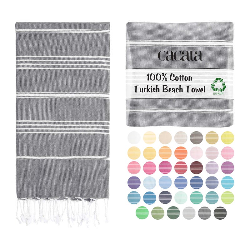 Cacala Lightweight and Thin Turkish Beach Towel 100% Cotton Sand-Free and Quick-Drying Goodness Perfect as an Extra Large Travel Towel, Beach Accessory, or Gift for Beach Lovers, 37 x 70 - Image 1